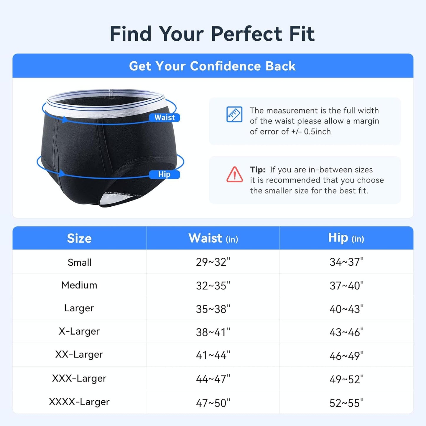 FORVEVO Mens Incontinence Underwear Washable 3 Pack Cotton Reusable Incontinence Boxers Briefs for Men Built in Cotton Pad for Bladder Leakage 150ML, 2X-Large