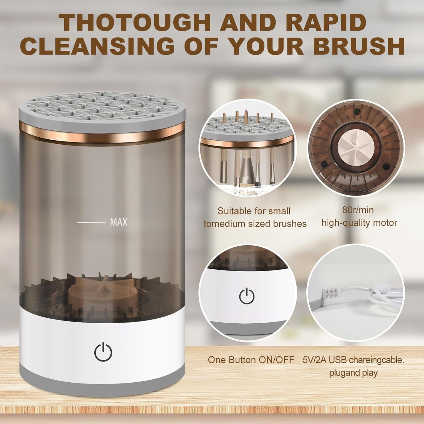 Electric Make Up Brush Cleaner Machine & Sponge Cleaner - Automatic Makeup Cleaner for Brushes and Sponges