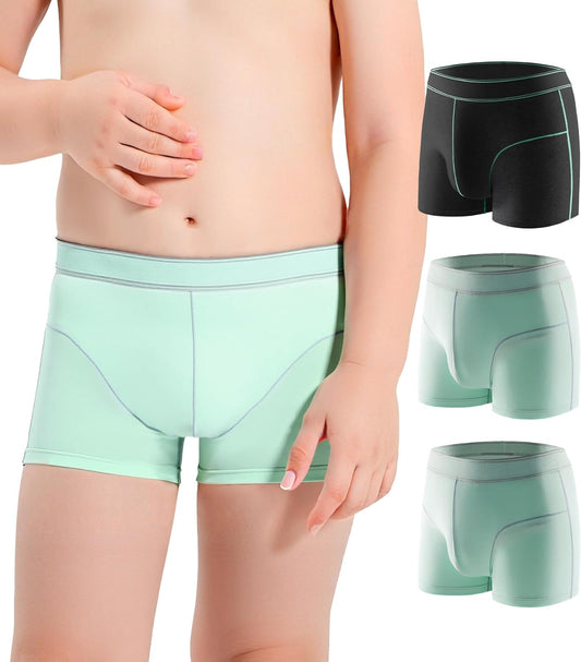 Carer Washable Incontinence Underwear for Boys with Front Absorbency 70ml Kids Incontinence Boxer Briefs Reusable Cotton Leak Proof Underwear for Teen Boys Age 4-18, 3pk