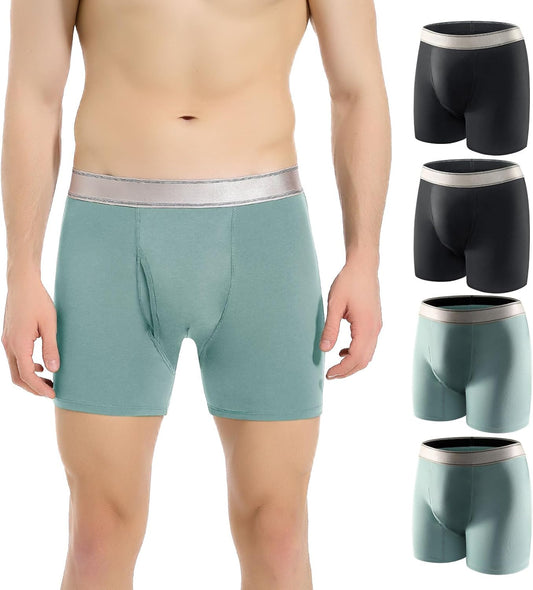CARER Mens Incontinence Underwear Washable 150ml Absorbent Leak Proof Underwear for Men Bladder Leak with Front Fly Reusable Mens Urinary Incontinence Boxer Briefs 4pk