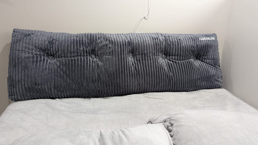 FAMOOKLAN Large Headboard Pillow Headboard Wedge Pillow Bed Rest Reading Pillow Bolster Triangular Pillow for Sitting in Bed-Backrest Positioning Support Long Pillow for Daybed (Full: 54x8x20 Inches,Grey)