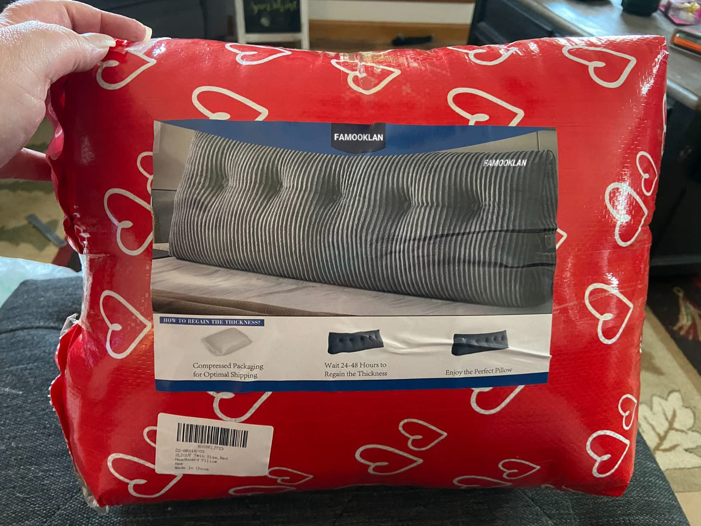 FAMOOKLAN Large Headboard Pillow Headboard Wedge Pillow Bed Rest Reading Pillow Bolster Triangular Pillow for Sitting in Bed-Backrest Positioning Support Long Pillow for Daybed (Full: 54x8x20 Inches,Grey)