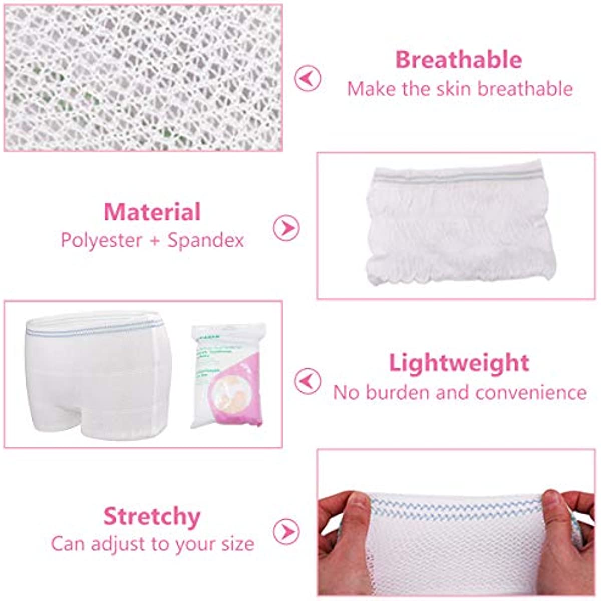 Stretch Disposable Mesh Panties High Waist Maternity Panties for Women  XL(White) 4 Units : : Health & Personal Care