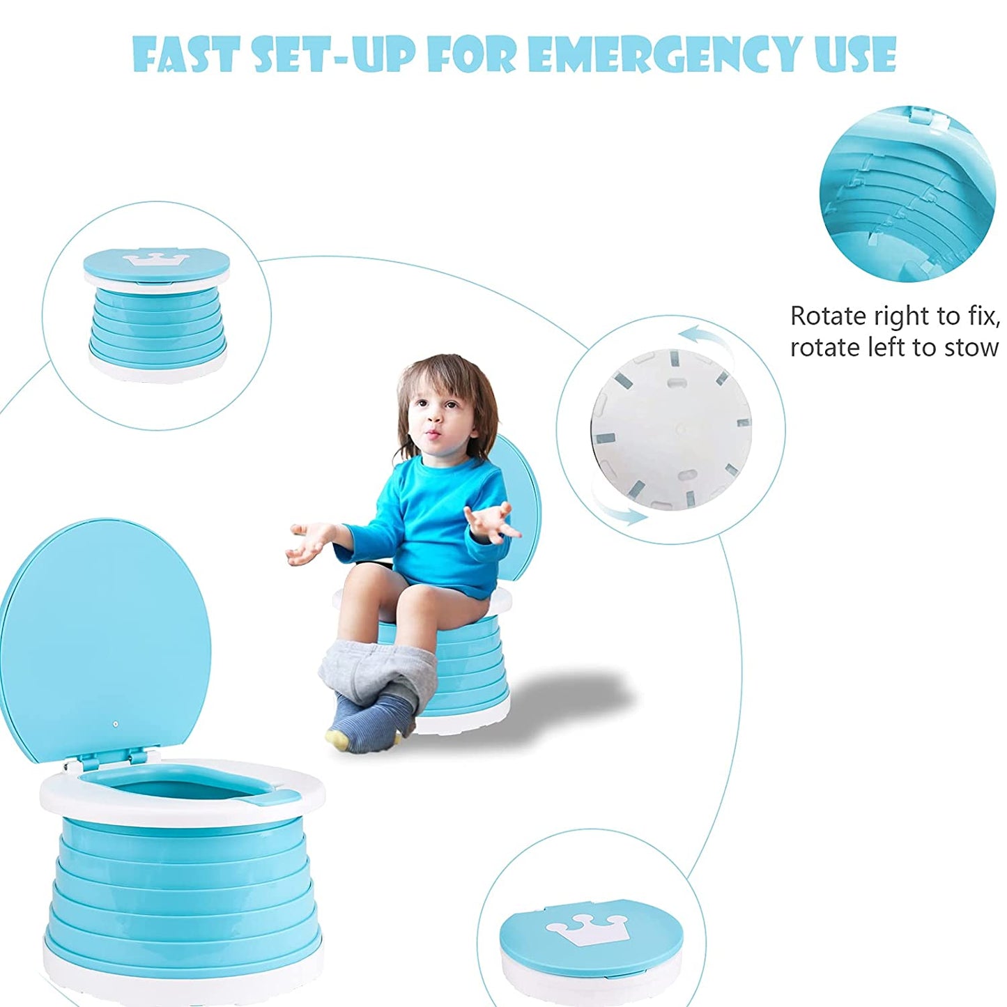 Travel Portable Potty Training Toilet for Toddler Baby Kids Potty Seat Indoor and Outdoor