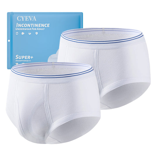 CYEVA Incontinence diapers, Men's Incontinence Underwear, Washable Urinary Incontinence Protective Underwear Surgical Recovery Reusable Incontinence Briefs for Prostate Surgery (White, XX-Large)